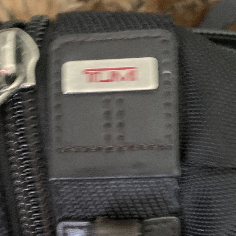 Tumi Black Nylon Messenger Crossbody with Brown Leather Accents